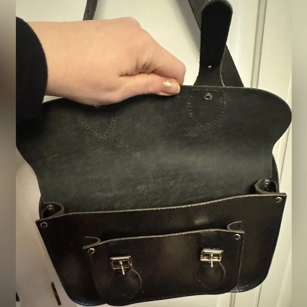 CAMBRIDGE SATCHEL Black Leather Glitter Shoulder Crossbody Bag